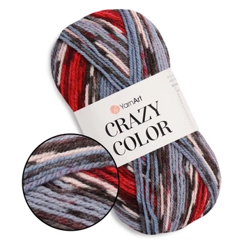 YarnArt Crazy Color, №164 - пряжа напіввовняна, 100 г/260 м, 25% вовна 75% акрил, секційне фарбування для джемперів, жилетів, Крейзі Колор
