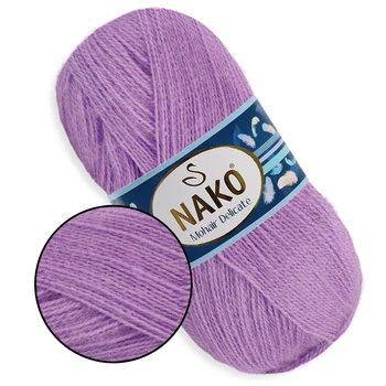 Nako Mohair Delicate, Сирень №1036 - пряжа Мохер Деликат 100 г / 500 м, 85% акрил, 10% шерсть, 5% мохер, тонкая, для шалей, свитеров и кардиганов