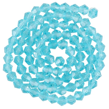 Бусины хрустальные Биконус, 4мм, нитка 90 шт, светло-голубой – камушки для украшений, рукоделия, творчества, декора