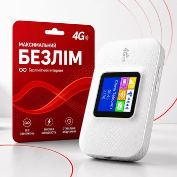 Мобильный интернет-роутер MF688 (4G LTE, Wi-Fi, дисплей, АКБ 3000 мА·ч), Белый + безлимитная SIM-карта Vodafone