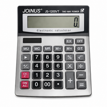Калькулятор настольный Joinus JS-1200VT 12-разрядный 2 источника питания солнечная панель для офиса и бухгалтера