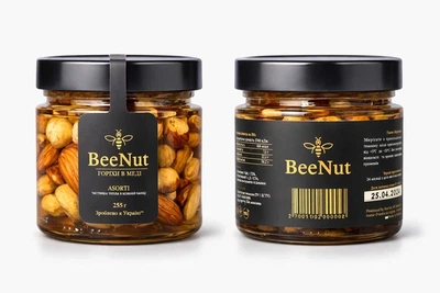Ассорти орехов в меде BeeNut 255 г (Фундук, Кешью, Миндаль, грецкий орех)