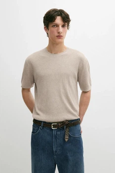 Футболка knit мужская с коротким рукавом Massimo Dutti XL бежевый
