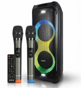Портативная акустическая колонка ZXX-5580 мощностью 100 Вт, два динамика 10", Bluetooth, TWS, FM, USB/TF, LED-подсветка, 2 микрофона
