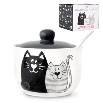 Сахарница керамическая с ложкой 450мл Cats Joy