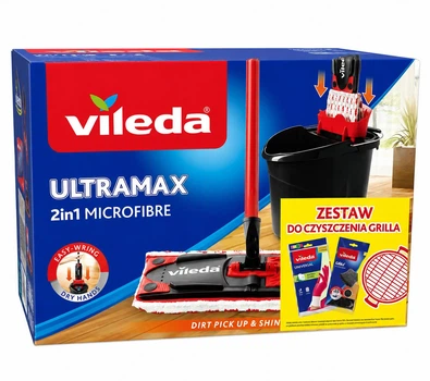 Набір для прибирання Vileda Ultramax 2в1 Microfibre плоска швабра + ПОДАРУНКИ: рукавички та губки для чищення (4023103252264)