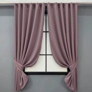 Комплект коротких штор VR-Textil Блэкаут Midnight № 1679ш Пудровый 140х170 см 2 шт (35-0459)