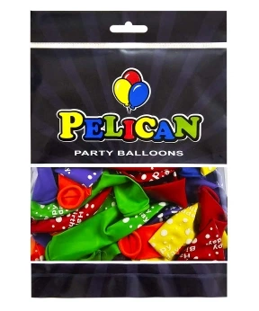 Шарики латексные Pelican 12" (30см) "Happy Birthday, горошек" 50шт Разноцветный Pelican (824022)
