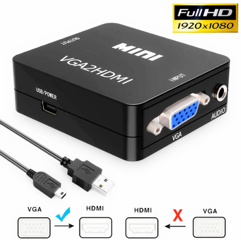 Конвертер VGA2HDMI адаптер з VGA на HDMI + аудіо 3.5мм Black