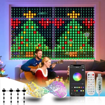 Розумна світлодіодна гірлянда-штора 3×3 м Curtain Light RGBW з музичним режимом та голосовим керуванням