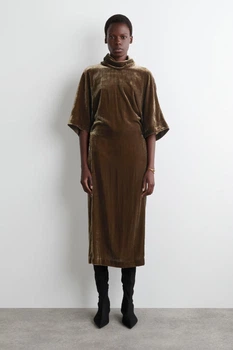 Сукня жіноча COS draped-neck velvet midi dress 1304882002 Eur 34 Коричневий