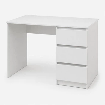 Стіл комп'ютерний, письмовий 120×60×75,5 см з тумбою та 3 ящиками справа, письмовий, ЛДСП, Білий (NS-1)
