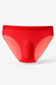 Мужские трусы брифы ультратонкие ⬩ полупрозрачные бесшовные 3D ⬩ Menmode красный S