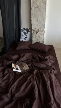 Комплект постельного белья CHOCOLATE (шоколадный, однотонный) Евро 200х220 см