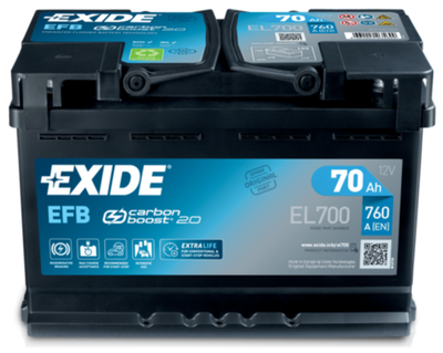 Акумулятор Exide Start-Stop EFB 12В 70Аг 760А (EN) EL700 R+