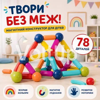 Магнітний конструктор SKY Magnetic Sticks TS-8300 78 деталей, палички та кульки в пластиковому боксі