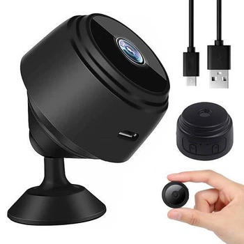 Мини-камера видеонаблюдения WiFi FullHD беспроводная IP с микрофоном черная