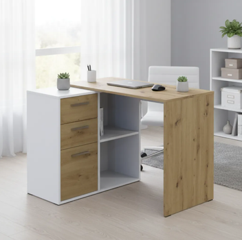 Офісний стіл Doros T8 Білий/Дуб Артизан 100х83х75 (41516060)