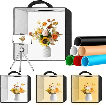 Фотобокс EMART 30×30 см с подсветкой LED, портативная фотостудия для предметной съемки, лайтбокс с 6 фонами.