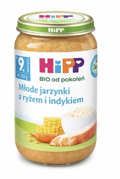 Дитяче пюре HiPP BIO Молоді овочі з рисом та індичкою від 9 місяців 220 г
