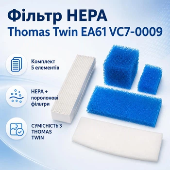 Комплект фильтров EA61 для пылесоса Thomas Twin / Genius 787203, набор фильтров для аквапылесоса
