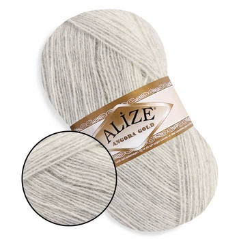 Alize Angora Gold, Светло-серый меланж №208 – тонкая пряжа с ангорой, 100 г/550 м, акрил 80% / шерсть 20% - для вязания свитеров, шарфов, шалей