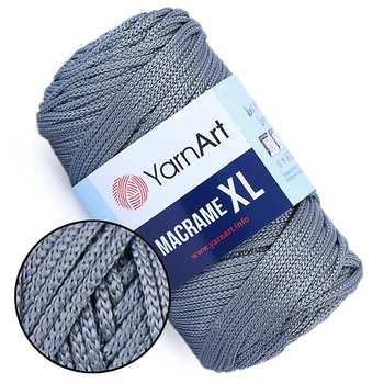 Пряжа YarnArt Macrame XL, Темно-сірий №159, поліестеровий шнур 3 мм, ЯрнАрт Макраме ХЛ нитка для в'язання гачком і спицями, поліестер 100%