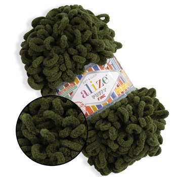 Alize Puffy Fine NEW, Мох №620 (100г/14м) плюшева нитка з готовими петлями для в'язання руками пледа іграшок і балаклави, Алізе Пуффі Файн