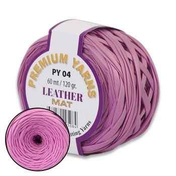 Premium Yarn Leather MAT, Лиловый №04 - трикотажная ленточная пряжа с напылением, имитация кожи, Премиум Лезер Мат, для сумок, клатчей, 120 г / 60 м