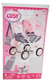Візок для ляльок Bayer Pram Cosy 12704AA з аксесуарами Рожево-сірий (4003336127041)