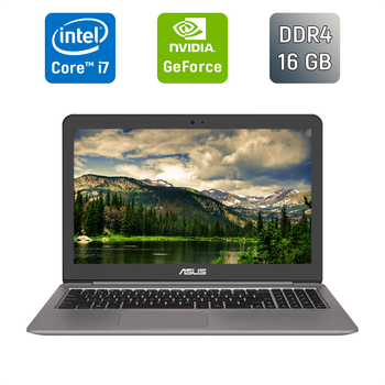 Игровой ноутбук Б-класс Asus Zenbook VX510VW / 15.6" (1920x1080) IPS / Intel Core i7-6500U (2 (4) ядра по 2.5 - 3.1 GHz) / 16 GB DDR4 / 240 GB SSD / nVidia GeForce GTX 960M, 4 GB GDDR5, 128-bit / WebCam / HDMI б/у + Подарок Беспроводная мышь / USB
