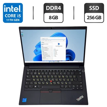 Ультрабук Б-класс Lenovo ThinkPad E14 Gen2 / 14" (1920x1080) IPS / Intel Core i5-1135G7 (4 (8) ядра по 4.2 GHz) / 8 GB DDR4 / 256 GB SSD / Intel Iris Xe Graphics / WebCam / Windows 11 Pro б/у