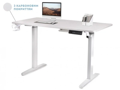 Стол с электрорегулировкой высоты 120 X 60 cм Flexi Tech White Carbon 28045
