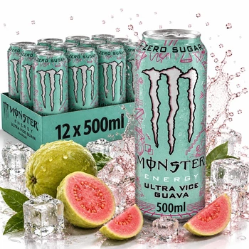 Упаковка безалкогольного енергетичного напою Monster Energy ULTRA VICE GUAVA Zero Sugar 500 ml х 12 енергетик