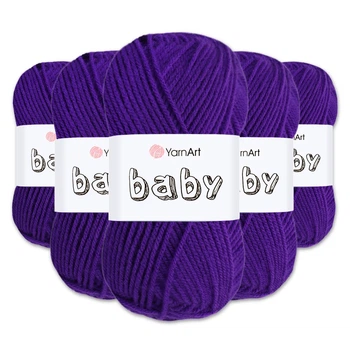 Упаковка YarnArt Baby, Фиолет №203, 5шт – акриловая пряжа, набор для вязания детской одежды, игрушек, пледов (метраж 1 мотка - 50г /150м)