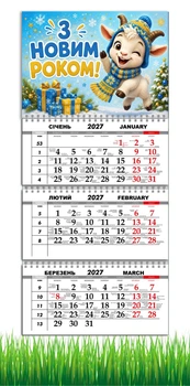 Календарь настенный квартальный на 2027 год на три пружины, Apriori , символ года Коза, подарок на Новый Год , 29,7х61см 7 вид