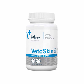 Добавка для дрібних собак і котів VetExpert VetoSkin Small breed & cat 60 капсул для шкіри і шерсті (208940)