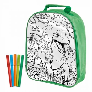 Детский рюкзак-раскраска Moxy Dinosaur Expedition 30x31 см с фломастерами творческий набор для мальчиков и девочек Разноцветный