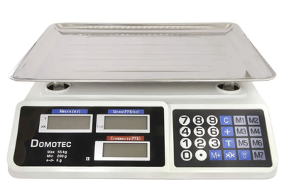 Весы электронные Domotec DT-809 до 50 кг настольные с металлической платформой Белые
