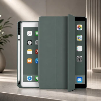 Чехол Smart Case с держателем для Apple Pencil для iPad 10.2" 7 / 8 / 9 Gen (2019–2021) Pine green зеленый с микрофиброй