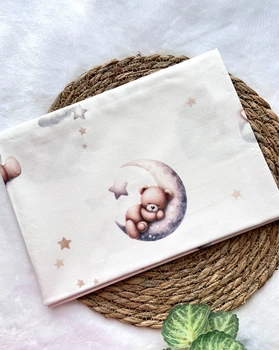 Пеленка хлопковая детская мишки на луне 80*100см (+/-2см)