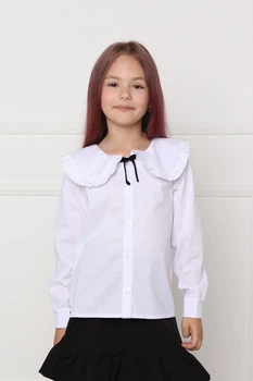 Сорочка з довгим рукавом для дівчаток 134 колір білий YUKI ЦБ-00295945