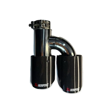 Подвійна насадка на глушник ліва Akrapovic Evo Carbon Sport глянець 60–63 мм