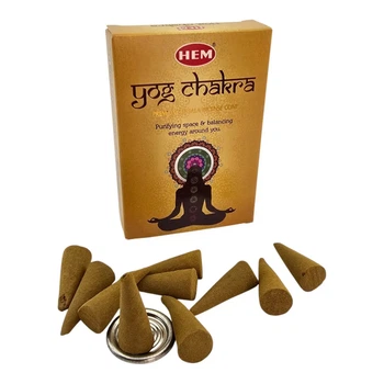 Ароматические конусы Yog Chakra Masala Big Cone Hem 10 шт с подставкой 36552