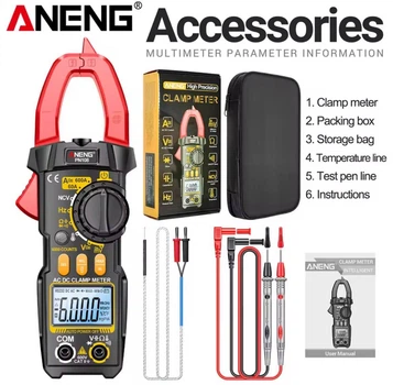 Токовые клещи ANENG PN108 (AC/DC — 600A; AC / DC — 600V; 20МОм; 99.99mF; 99.99kHz) NCV, HOLD, температура