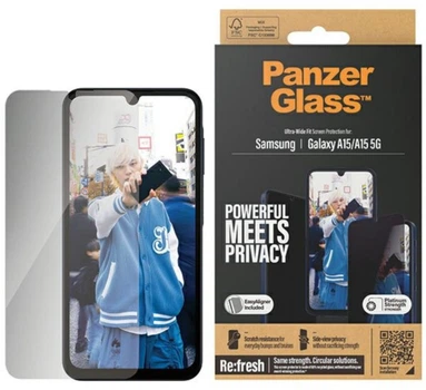 Szkło hartowane PanzerGlass Privacy Screen Protector Ultra-Wide Fit na smartfon Samsung Galaxy A15 (5711724173493)