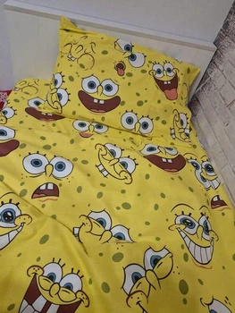 Комплект постельного белья Царский Дом Губка Боб SpongeBob Ранфорс Lux полуторный 145×215 см 2 наволочки 100% хлопок Турция (SB-15-145215-C10)