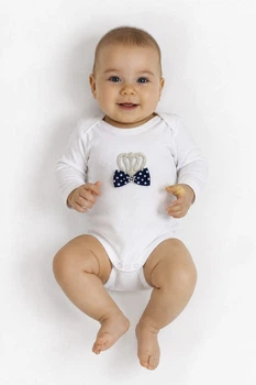 Боди с длинным рукавом для мальчика с Короной Findik Baby Kids белое 56 см (39496)