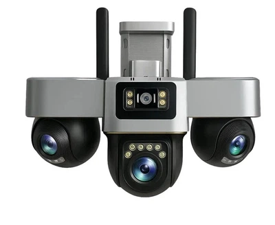4G камера видеонаблюдения Smart Net Camera V380 белая • Уличная IP-камера с 3 независимыми поворотными объективами, SIM-картой, Wi-Fi и ночным видением 58032