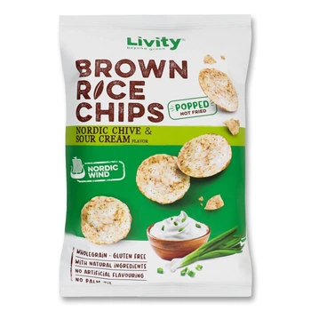 Чипси рисові Livity цибуля та вершки 60г